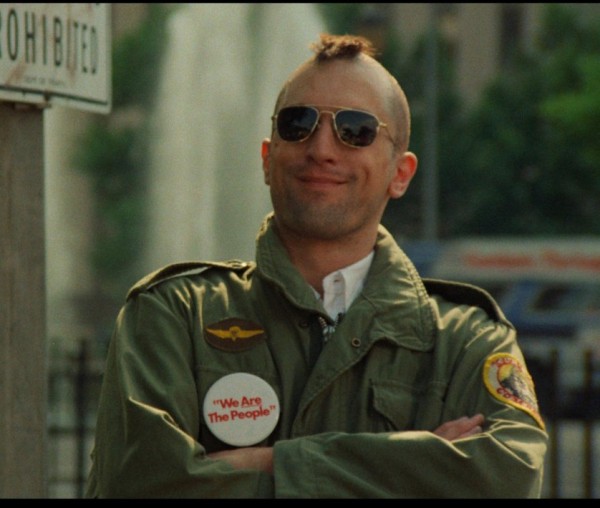 Travis Bickle with button 'We are the people'
