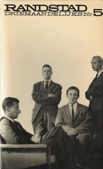 Omslag 'Randstad 5' (lente 1963) met van links naar rechts de redactieleden Mulisch, Michels, Claus en Vinkenoog.