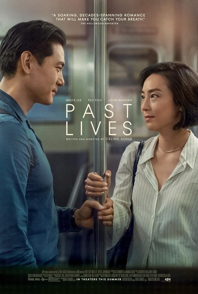 Hae Sung (Teo Yoo) en Nora (Greta Lee) op de filmposter van Past Lives