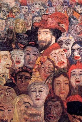James Ensor - zelfportret met maskers (1899)
