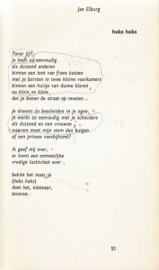 Tekst van Elburgs gedicht 'heks heks'