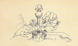 Tekening van Cornets de Groot met gepocheerd ei
