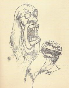 Tekening van Cornets de Groot met broodje tartaar