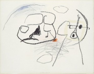 Piet Ouborg, 'Vader en zoon', krijt, kleurpotlood en aquarelverf, 1950.