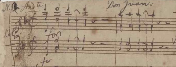 Handschrift van 1e maten Don Giovanni