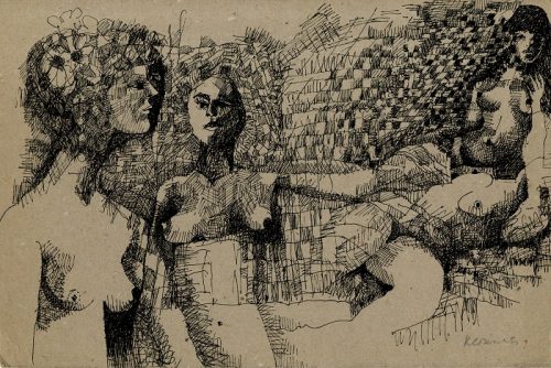 Pentekening van naakte vrouwen